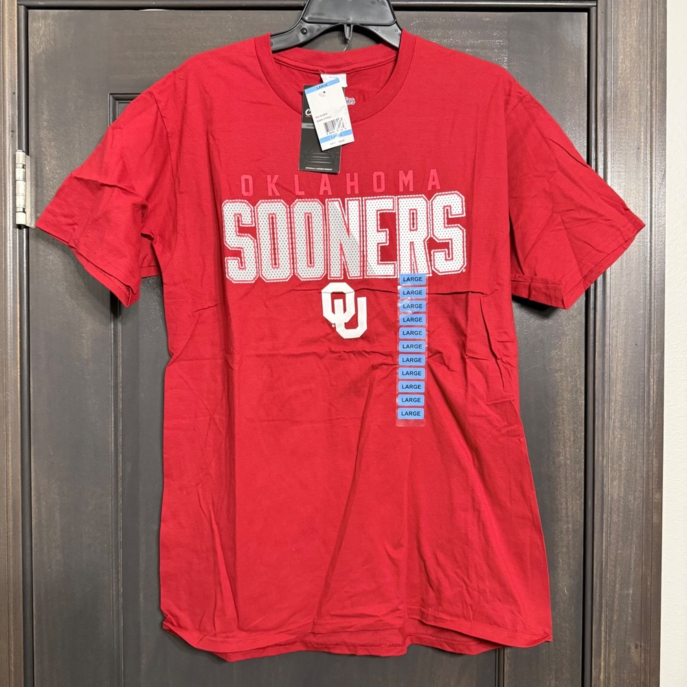 Oklahoma Sooners Mens Crimson Red Graphic T-Shirt NCAA Football Large NEW